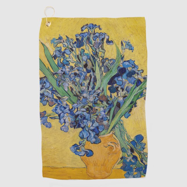 Vincent van Gogh - Vase with Irises Golf Towel (Front)