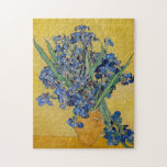 Vincent van Gogh - Vase with Irises Jigsaw Puzzle<br><div class="desc">Vase with Irises, Yellow Background - Vincent van Gogh, Oil on Canvas, 1890, Saint-Remy</div>
