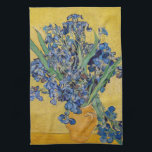 Vincent van Gogh - Vase with Irises Kitchen Towel<br><div class="desc">Vase with Irises, Yellow Background - Vincent van Gogh, Oil on Canvas, 1890, Saint-Remy</div>