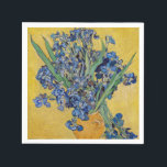 Vincent van Gogh - Vase with Irises Napkin<br><div class="desc">Vase with Irises,  Yellow Background - Vincent van Gogh,  Oil on Canvas,  1890,  Saint-Remy</div>