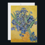 Vincent van Gogh - Vase with Irises Thank You Card<br><div class="desc">Vase with Irises,  Yellow Background - Vincent van Gogh,  Oil on Canvas,  1890,  Saint-Remy</div>