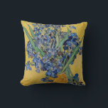 Vincent van Gogh - Vase with Irises Throw Pillow<br><div class="desc">Vase with Irises,  Yellow Background - Vincent van Gogh,  Oil on Canvas,  1890,  Saint-Remy</div>