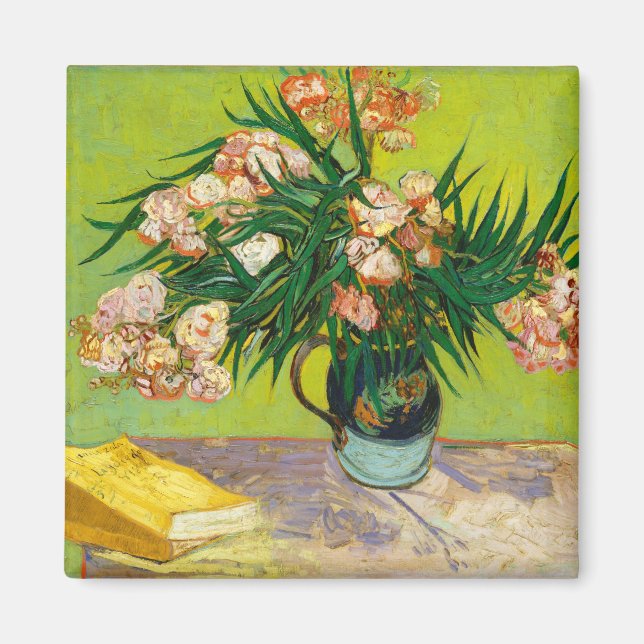 Vincent Van Gogh Vase With Oleanders And Books Magnet (Front)