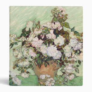 Vincent Van Gogh Vase With Pink Roses Floral Art Binder