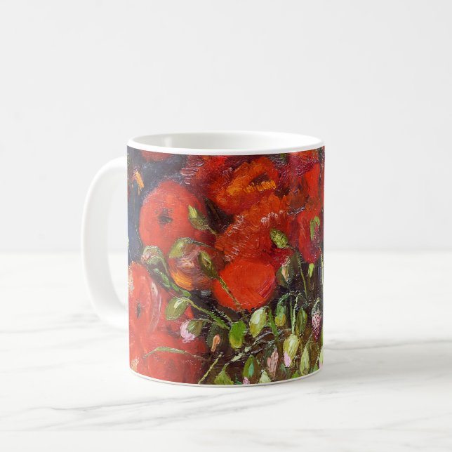 Vincent Van Gogh Vase with Red Poppies Fine Art Coffee Mug (Front Left)