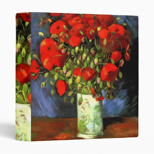 Vincent Van Gogh Vase With Red Poppies Floral Art Binder