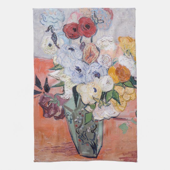 Vincent van Gogh - Vase with Roses & Anemones Kitchen Towel (Vertical)