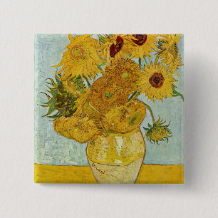 Vincent Van Gogh - Vase with Twelve Sunflowers 2 Inch Square Button