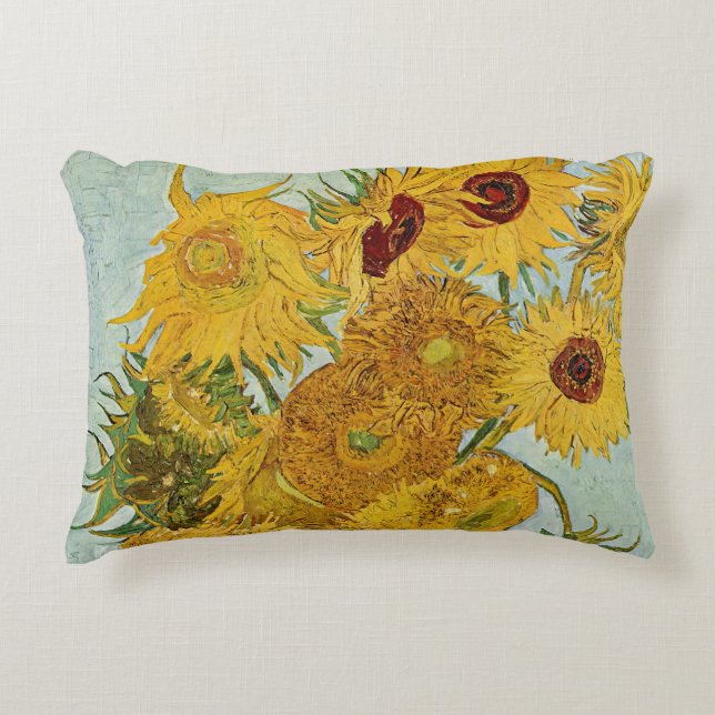 Vincent Van Gogh - Vase with Twelve Sunflowers Accent Pillow (Front)