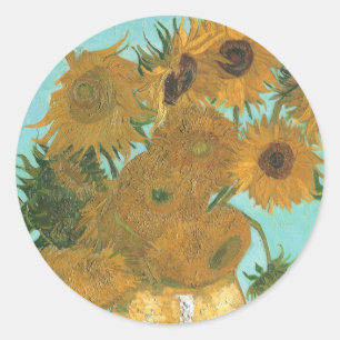 Vincent van Gogh - Vase with Twelve Sunflowers Classic Round Sticker