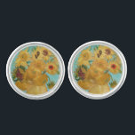 Vincent Van Gogh - Vase with Twelve Sunflowers Cufflinks<br><div class="desc">Vase with Twelve Sunflowers / Vase avec douze tournesols - Vincent Van Gogh,  January 1889 - Sunflowers 1889 repetition of third version (F455)</div>