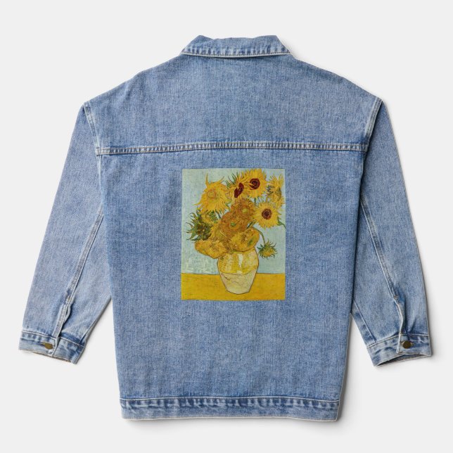 Vincent Van Gogh - Vase with Twelve Sunflowers Denim Jacket (Back)
