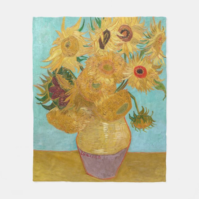 Vincent Van Gogh - Vase with Twelve Sunflowers Fleece Blanket (Front)