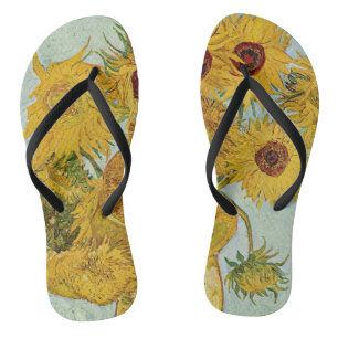 Vincent Van Gogh - Vase with Twelve Sunflowers Flip Flops