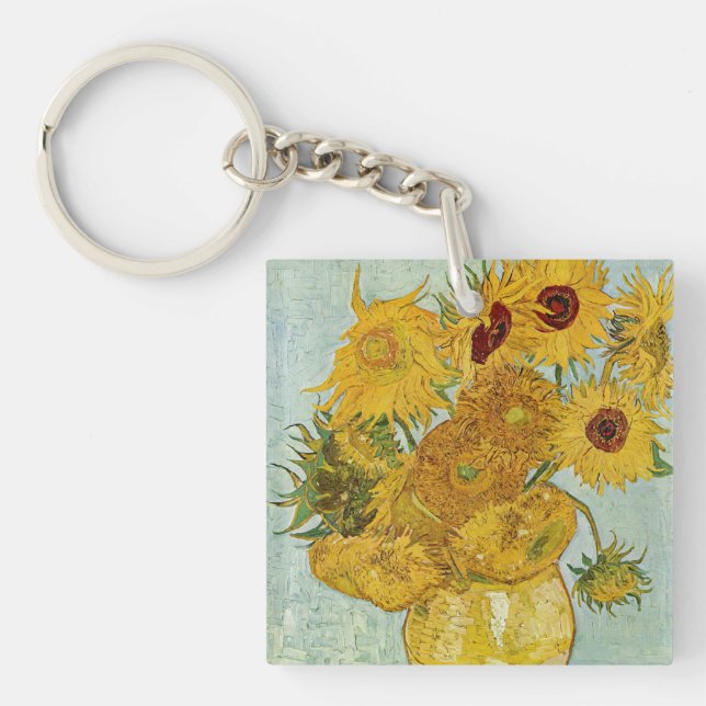Vincent Van Gogh - Vase with Twelve Sunflowers Keychain (Front)