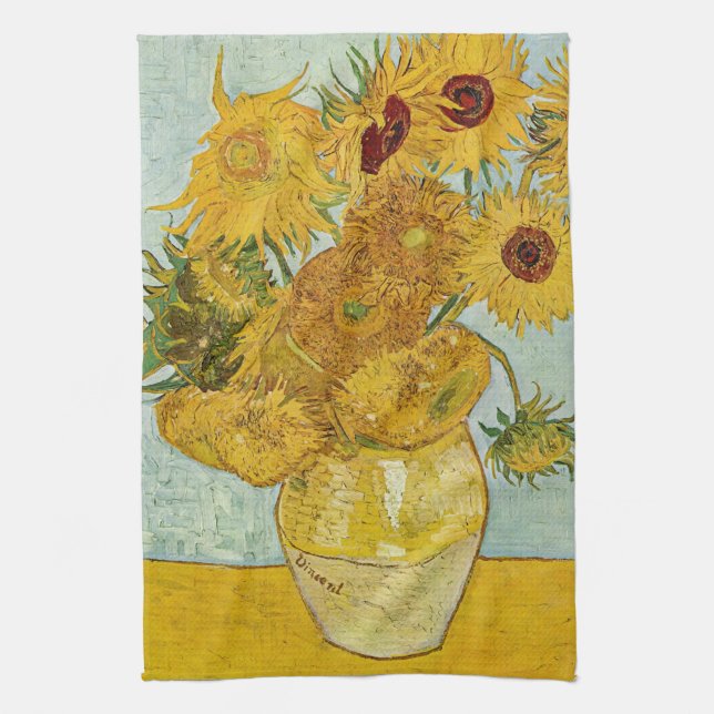 Vincent Van Gogh - Vase with Twelve Sunflowers Kitchen Towel (Vertical)
