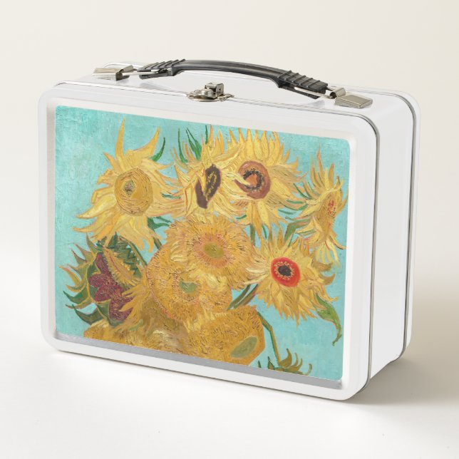 Vincent Van Gogh - Vase with Twelve Sunflowers Metal Lunch Box (Front)