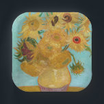 Vincent Van Gogh - Vase with Twelve Sunflowers Paper Plate<br><div class="desc">Vase with Twelve Sunflowers / Vase avec douze tournesols - Vincent Van Gogh,  January 1889 - Sunflowers 1889 repetition of third version (F455)</div>