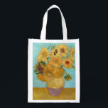 Vincent Van Gogh - Vase with Twelve Sunflowers Reusable Grocery Bag<br><div class="desc">Vase with Twelve Sunflowers / Vase avec douze tournesols - Vincent Van Gogh,  January 1889 - Sunflowers 1889 repetition of third version (F455)</div>