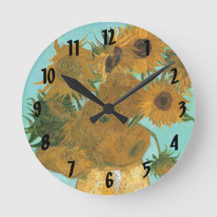Vincent van Gogh - Vase with Twelve Sunflowers Round Clock