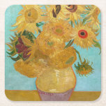Vincent Van Gogh - Vase with Twelve Sunflowers Square Paper Coaster<br><div class="desc">Vase with Twelve Sunflowers / Vase avec douze tournesols - Vincent Van Gogh,  January 1889 - Sunflowers 1889 repetition of third version (F455)</div>