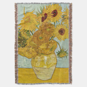 Vincent Van Gogh - Vase with Twelve Sunflowers Throw Blanket