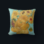 Vincent Van Gogh - Vase with Twelve Sunflowers Throw Pillow<br><div class="desc">Vase with Twelve Sunflowers / Vase avec douze tournesols - Vincent Van Gogh,  January 1889 - Sunflowers 1889 repetition of third version (F455)</div>
