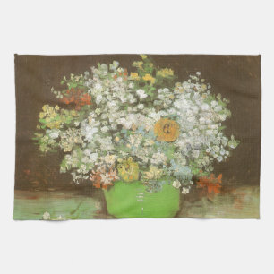 Vincent van Gogh - Vase with Zinnias and Flowers Kitchen Towel