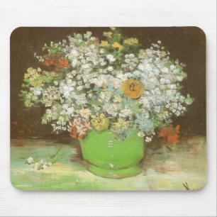 Vincent van Gogh - Vase with Zinnias and Flowers Mouse Pad