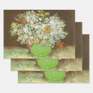 Vincent van Gogh - Vase with Zinnias and Flowers Wrapping Paper Sheet