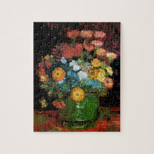 Vincent Van Gogh - Vase With Zinnias Fine Art Jigsaw Puzzle