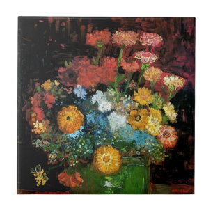 Vincent Van Gogh - Vase With Zinnias Fine Art Tile