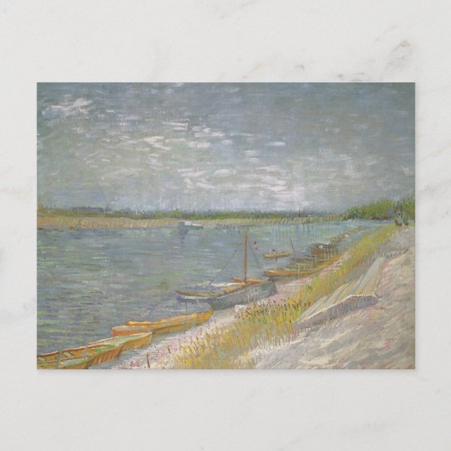Vincent van Gogh - View of a River w Rowing Boats Postcard (Front)