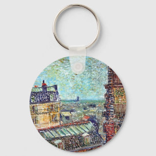 Vincent Van Gogh - View Of Paris Pointillism Art Keychain