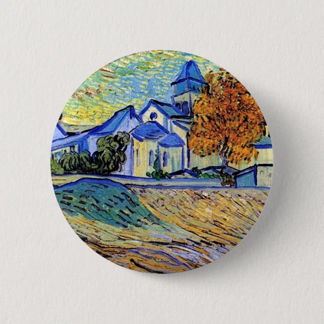 Vincent Van Gogh - View of the Asylum and Chapel 2 Inch Round Button (Front)