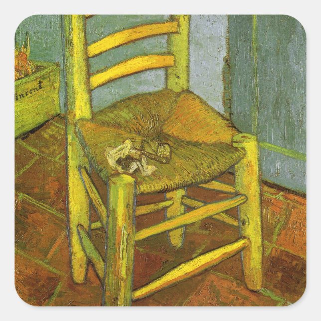 Vincent van Gogh - Vincent's Chair with His Pipe Square Sticker (Front)