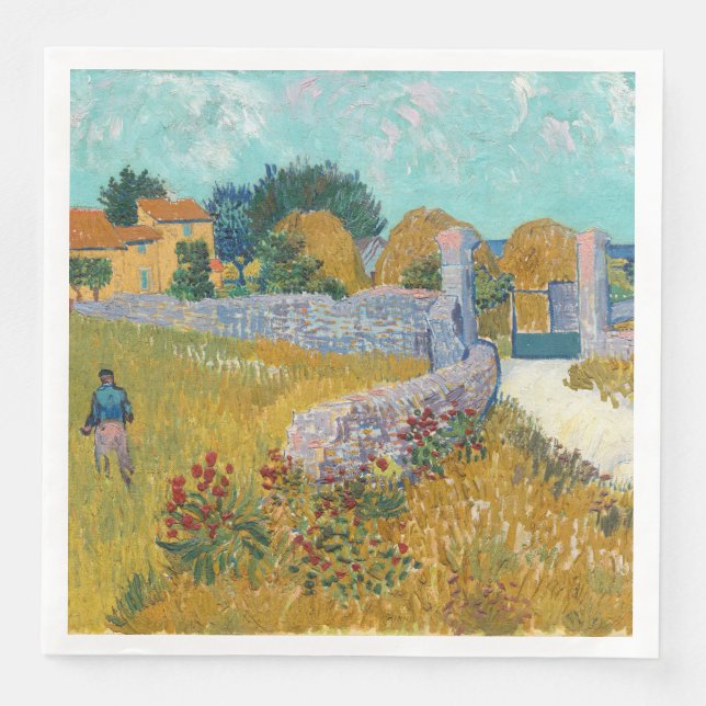 Vincent Van Gogh Vintage Farmhouse in Provence Napkin (Front)