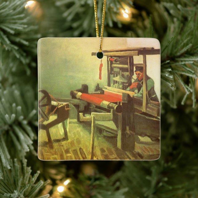 Vincent van Gogh Weaver Facing Left Spinning Wheel Ceramic Ornament (Tree)