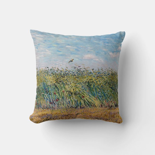 Vincent van Gogh - Wheat Field with a Lark Throw Pillow (Front)