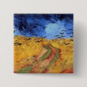 Vincent Van Gogh - Wheat Field with Black Crows 2 Inch Square Button