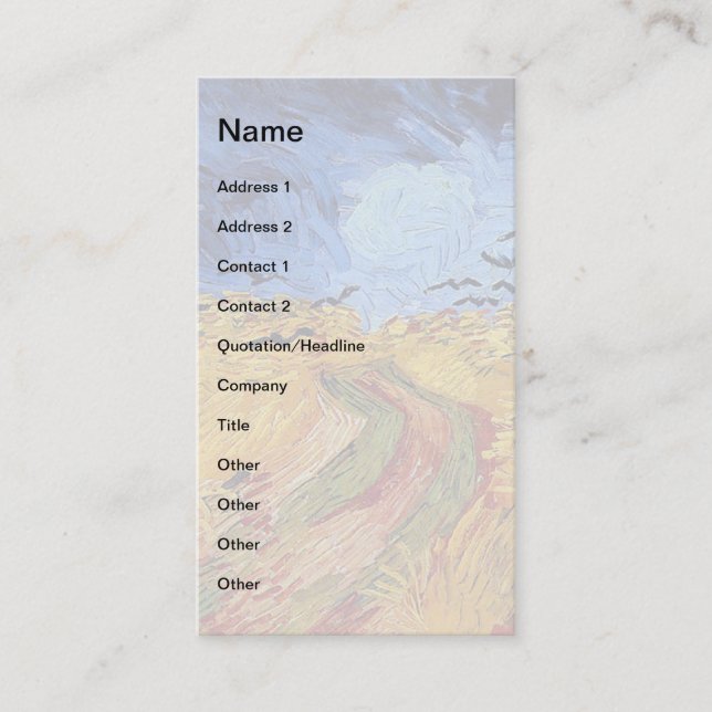 Vincent Van Gogh - Wheat Field with Black Crows Business Card (Front)