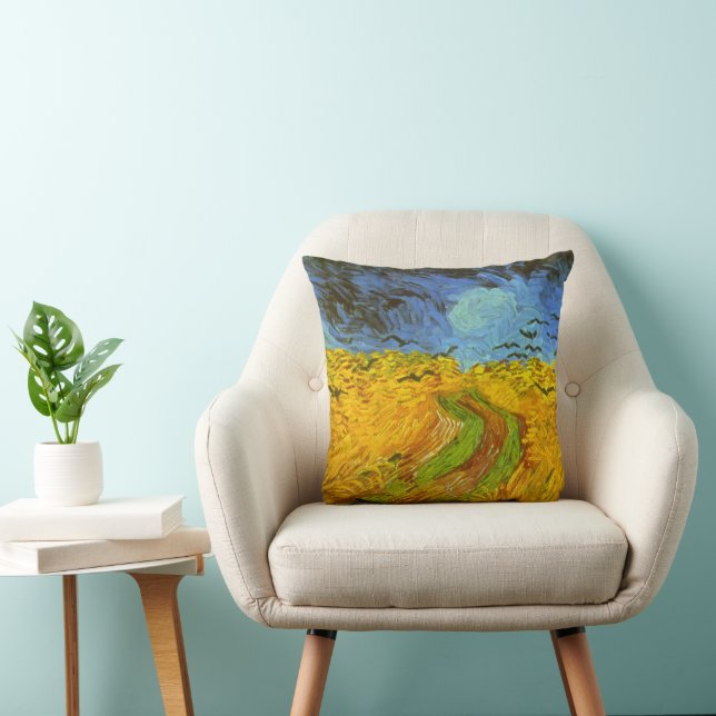 Vincent van Gogh Wheat Field with Crows Throw Pillow (Chair)