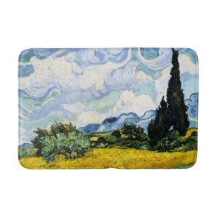 Vincent Van Gogh Wheat Field with Cypresses (1889) Bath Mat