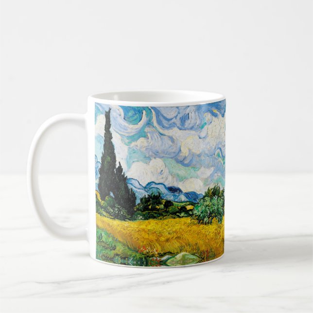 Vincent Van Gogh Wheat Field with Cypresses (1889) Coffee Mug (Left)