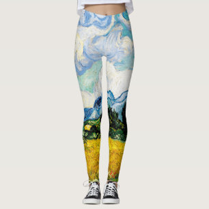Vincent Van Gogh Wheat Field with Cypresses (1889) Leggings