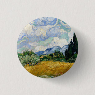 Vincent Van Gogh Wheat Field With Cypresses 1 Inch Round Button
