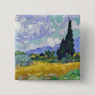 Vincent Van Gogh - Wheat Field with Cypresses 2 Inch Square Button
