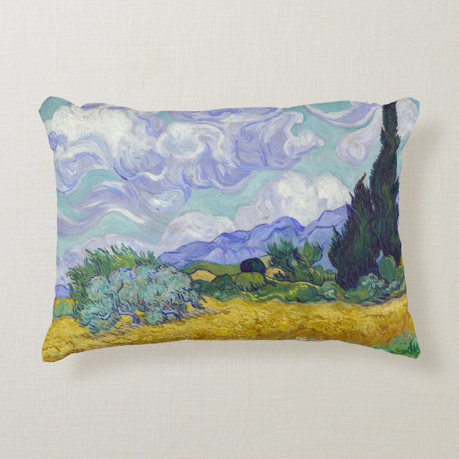 Vincent Van Gogh - Wheat Field with Cypresses Accent Pillow (Front)