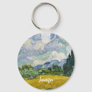 Vincent Van Gogh Wheat Field with Cypresses Custom Keychain