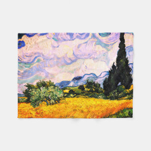 Vincent Van Gogh Wheat Field with Cypresses Fleece Blanket